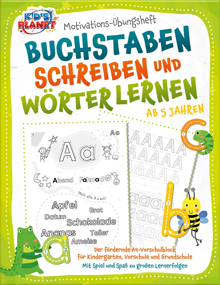Book cover: Motivations-Übungsheft - Buchstaben schreiben und Wörter lernen ab 5 Jahren